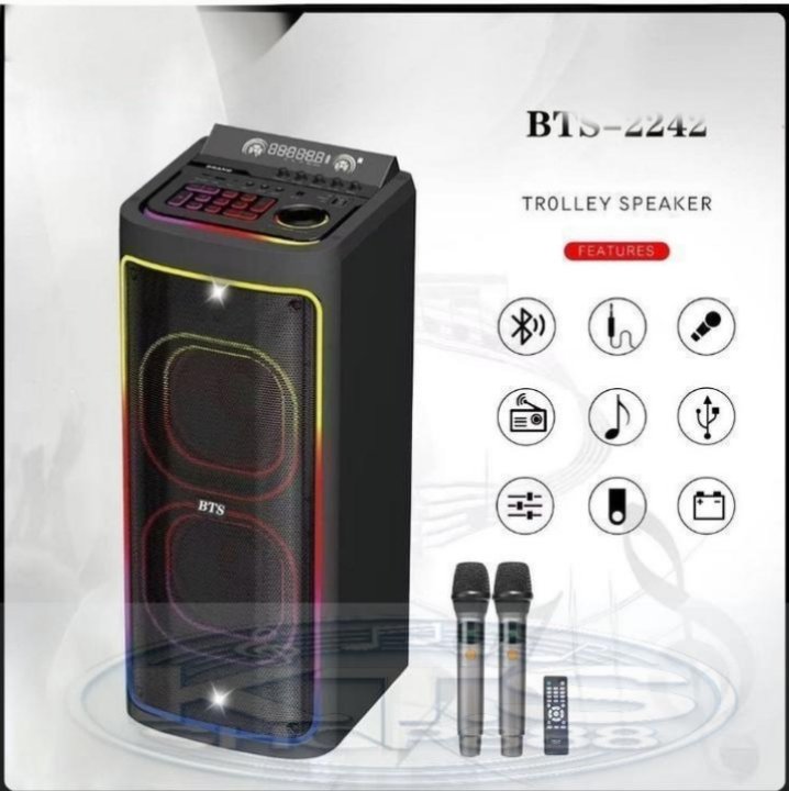 BTS 2242 DUAL 12 INCH BLUETOOTH KARAOKE SPEAKER